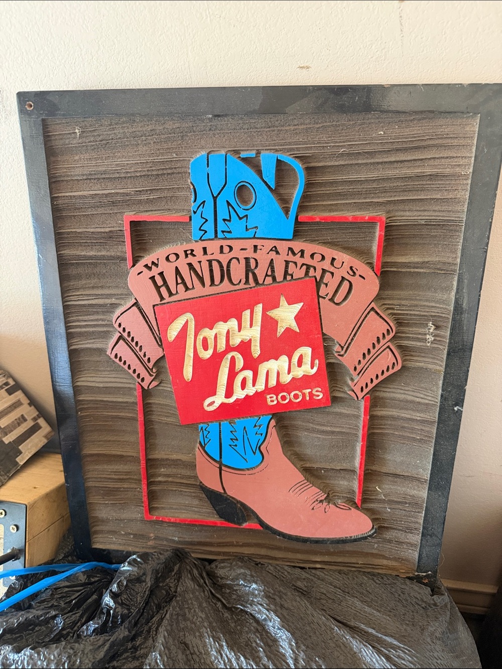 Tony Lama Red, Blue, Tan Western Boot Wall Art
